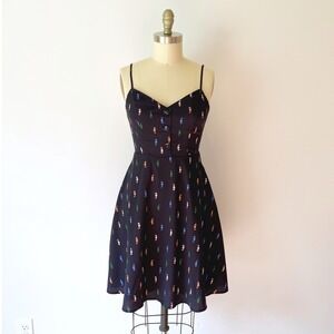 ModCloth Living Lightheartedly‎ Dress Navy Blue Seahorse Print Pockets Size 2
